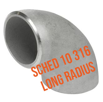 90° Schedule 10 316 Long Radius Weld Elbow