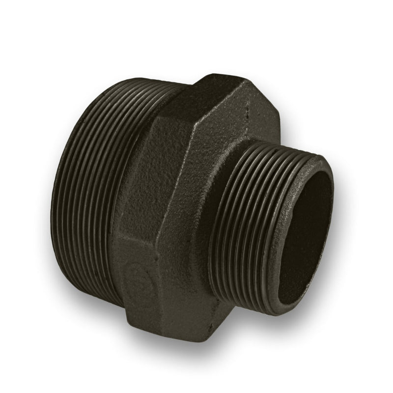 ½ - 2" Black Malleable Iron Reducing Hexagon Nipple Fitting