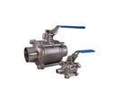 Stainless Steel 316L Full Bore 3 Piece Ball Valve PTFE Seat