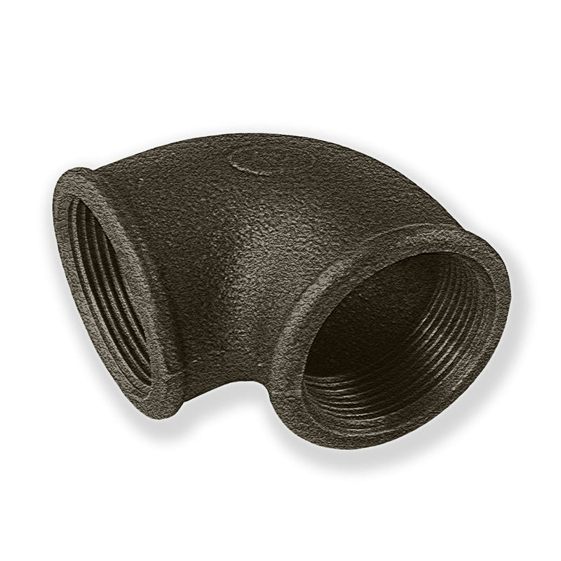¼" - 4" Black Malleable Iron Female/Female Elbow 90°