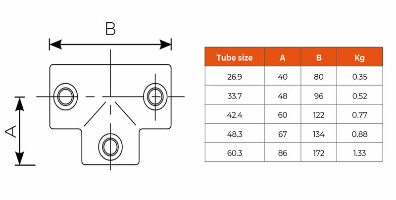 C04.104 Long Tee - Handrail Fitting