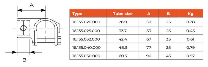 C41.135 Clamp on Tee - Handrail Fitting