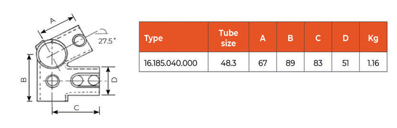 C56.185 27.5° Eaves - Handrail Fitting