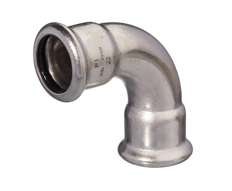 90° Stainless Steel Press-Fit  Female/Female Press-Fit Elbow with FKM Seals