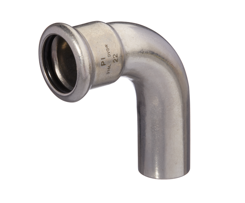 90° Stainless Steel Male/Female Press-Fit Elbow with Gas Seals