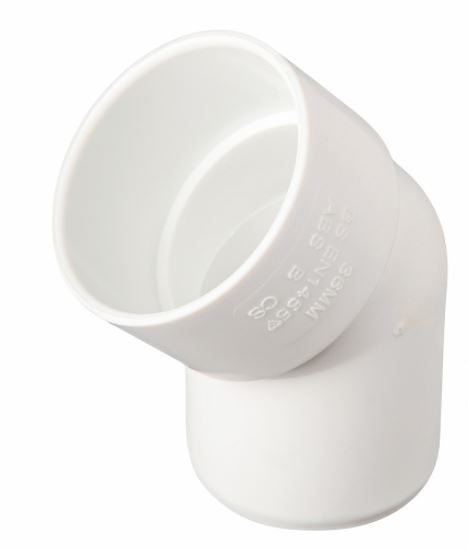 45° Elbow Male/Female White Waste, Solvent Weld