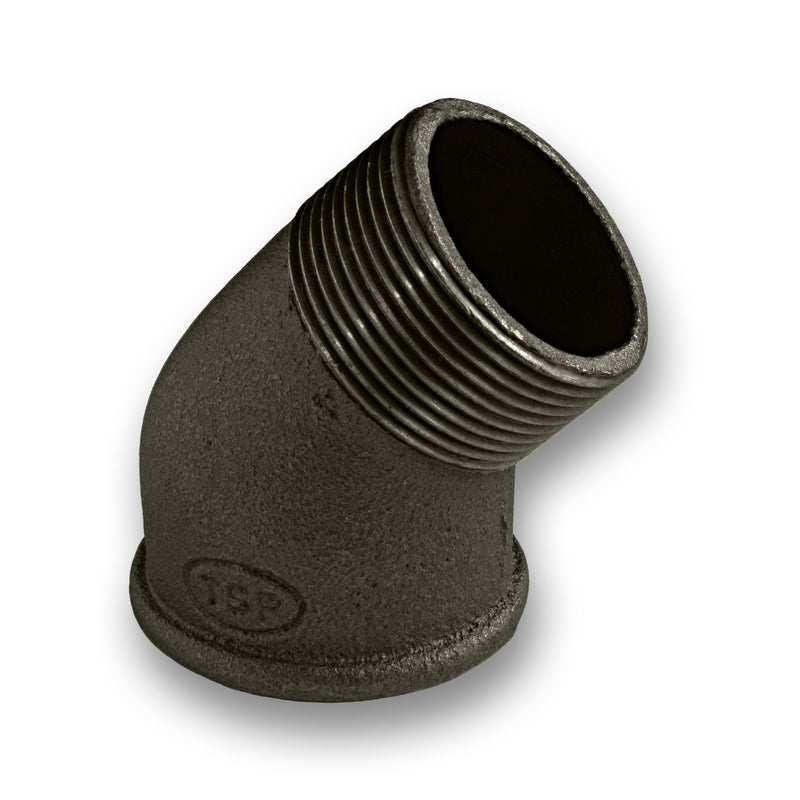 ½ - 2" Black Malleable Iron Male/Female 45° Elbow Fitting