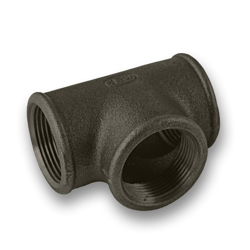 ¼ - 4" Black Malleable Iron Equal Tee Fitting