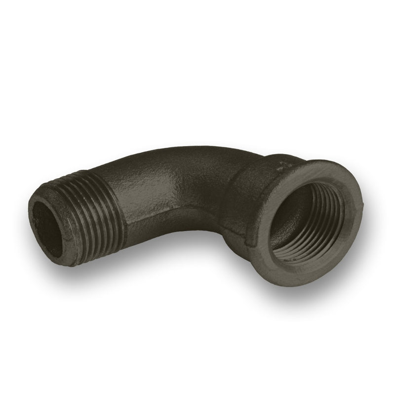 ½ - 2.½" Black Malleable Iron Male/Female 90° Bend Fitting