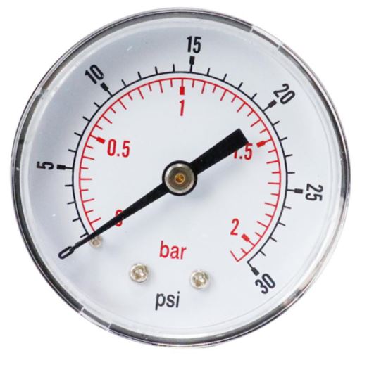 Dial 0-30 Psi Back Entry Gauge