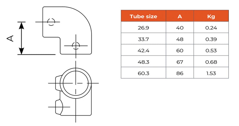 C02.125 90° Elbow - Handrail Fitting