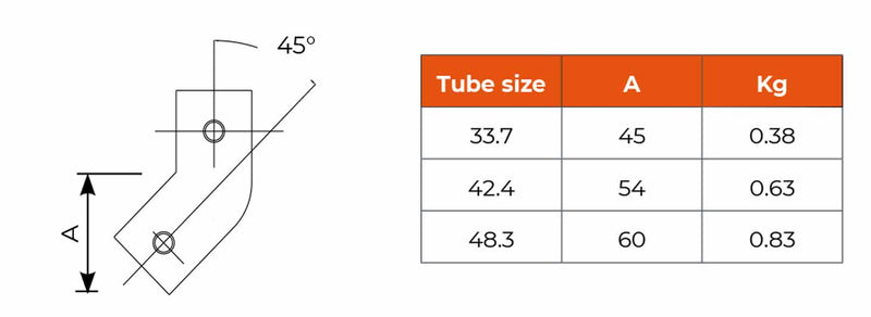 C07.184 45° Tee - Handrail Fitting