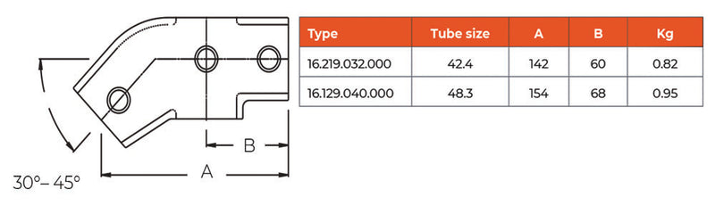 C221.219 Level to Sloping Down/Up 30° to 45° Cross Fitting