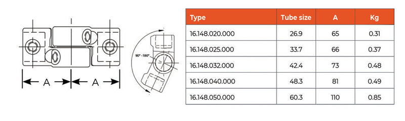 C25.148 Short Tee Swivel - Handrail Fitting