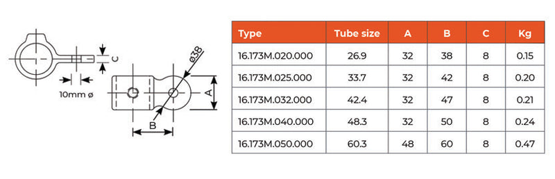 C35.173M Male Through Swivel - Handrail Fitting