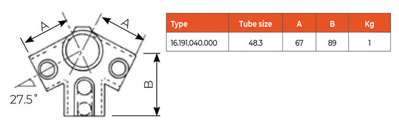 C55.191 27.5° Ridge - Handrail Fitting