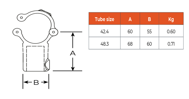 CA03 Add on Short Tee - Handrail Fitting