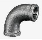 ½" Black Malleable Iron Female/Female 90° Elbow Fitting BS143/1256