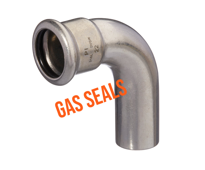 90° Stainless Steel Male/Female Press-Fit Elbow with Gas Seals
