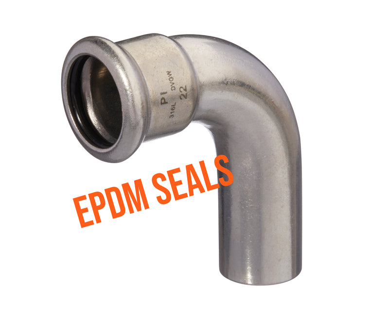 90° Stainless Steel Press Male/Female Bend with EPDM Seals