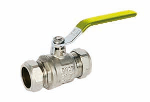 Albion 15-54mm Brass Compression Ball Valve ART 89 Yellow Handle
