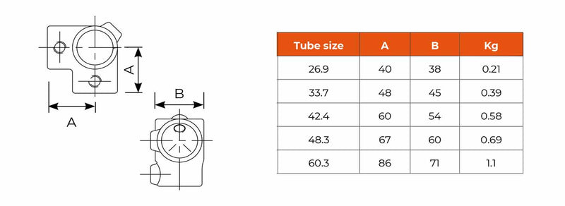 C21.116 Corner C/W Through Tube - Handrail Fitting