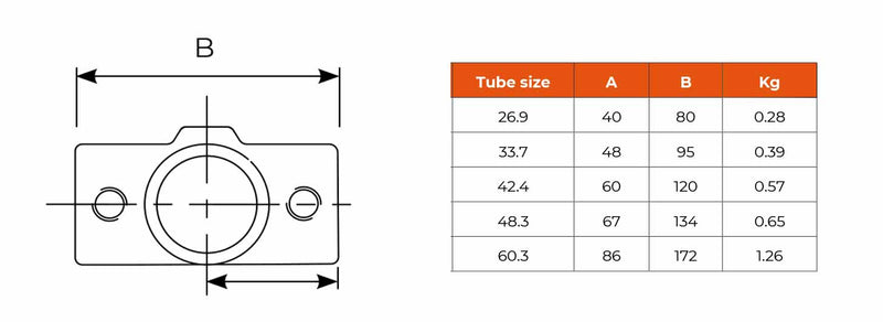 C22.119 Two Socket Cross - Handrail Fitting