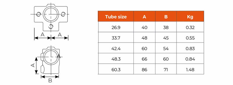 C23.176 Side Outlet Tee - Handrail Fitting