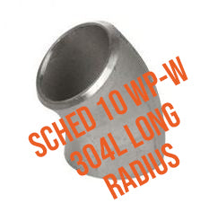 45° Schedule 10 304L Long Radius Weld Elbow - Welded