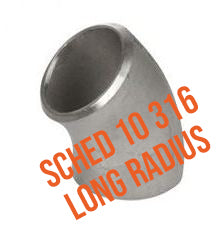 45° Schedule 10 316 Long Radius Weld Elbow